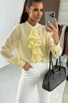 Ruffled striped tencel shirt