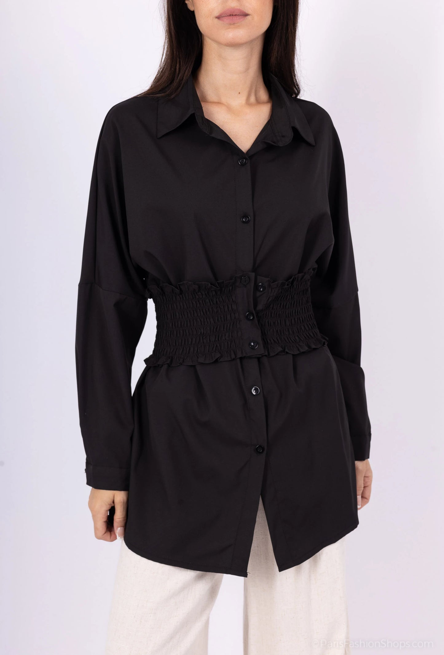 Blouse with gathered waist