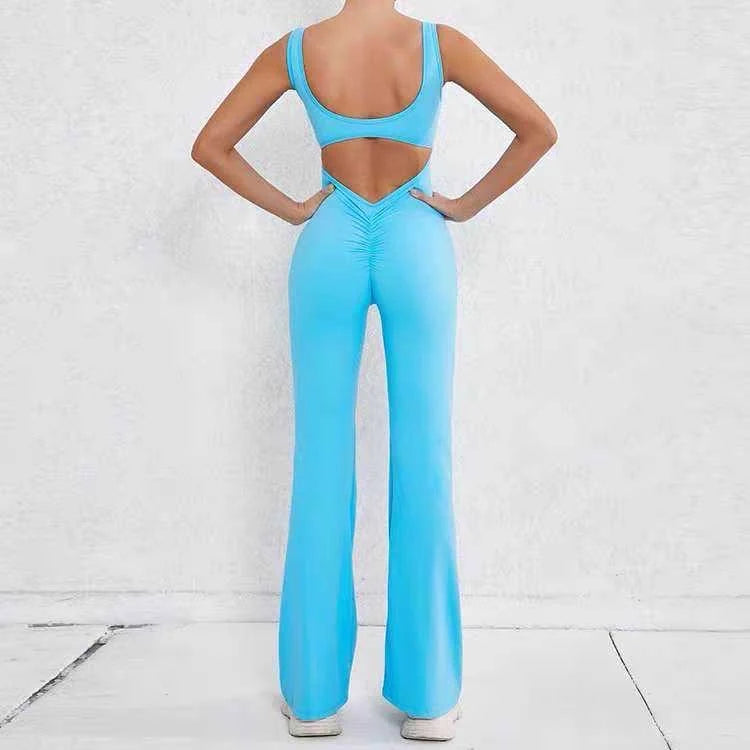 Fitted jumpsuit with elephant feet - Open back