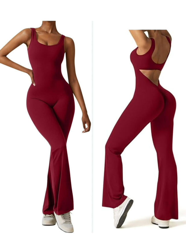 Fitted jumpsuit with elephant feet - Open back