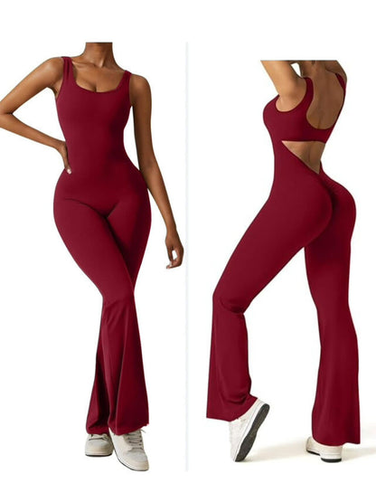 Fitted jumpsuit with elephant feet - Open back