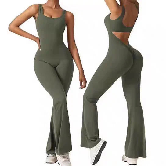 Fitted jumpsuit with elephant feet - Open back