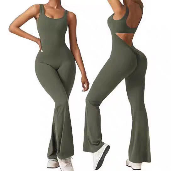 Fitted jumpsuit with elephant feet - Open back