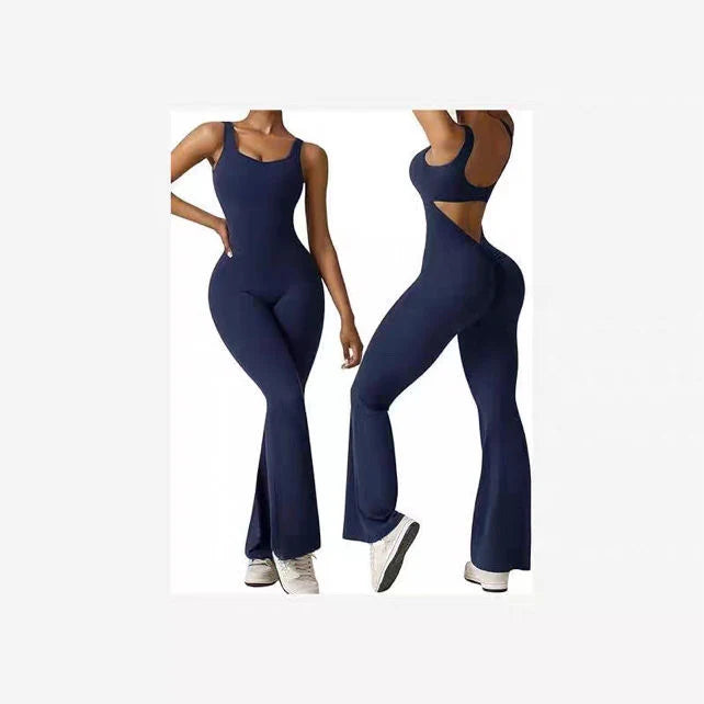 Fitted jumpsuit with elephant feet - Open back