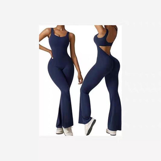 Fitted jumpsuit with elephant feet - Open back