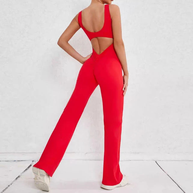 Fitted jumpsuit with elephant feet - Open back