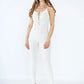 Ribbed jumpsuit with straps and rhinestone lacing