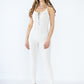 Ribbed jumpsuit with straps and rhinestone lacing
