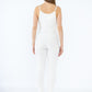 Ribbed jumpsuit with straps and rhinestone lacing