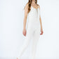 Ribbed jumpsuit with straps and rhinestone lacing
