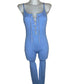Ribbed jumpsuit with straps and rhinestone lacing