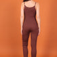 Ribbed jumpsuit with straps and rhinestone lacing