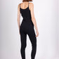 Ribbed jumpsuit with straps and rhinestone lacing