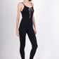 Ribbed jumpsuit with straps and rhinestone lacing