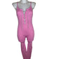 Ribbed jumpsuit with straps and rhinestone lacing