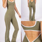 Flared Open Back Jumpsuit with Push-up Butt – Contrast Details