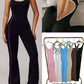 Flared Open Back Jumpsuit with Push-up Butt – Contrast Details