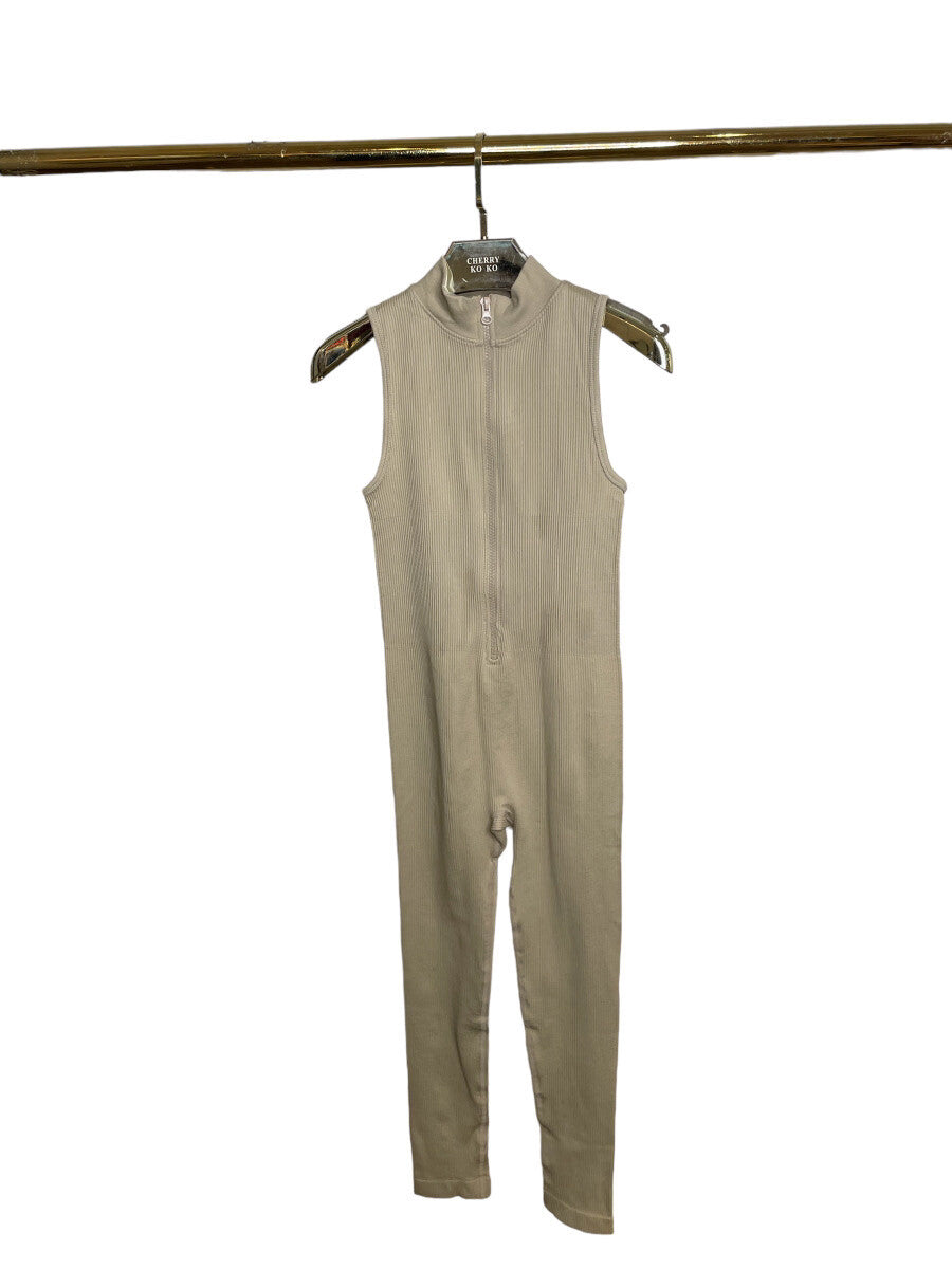 Zip-Up Ribbed Jumpsuit