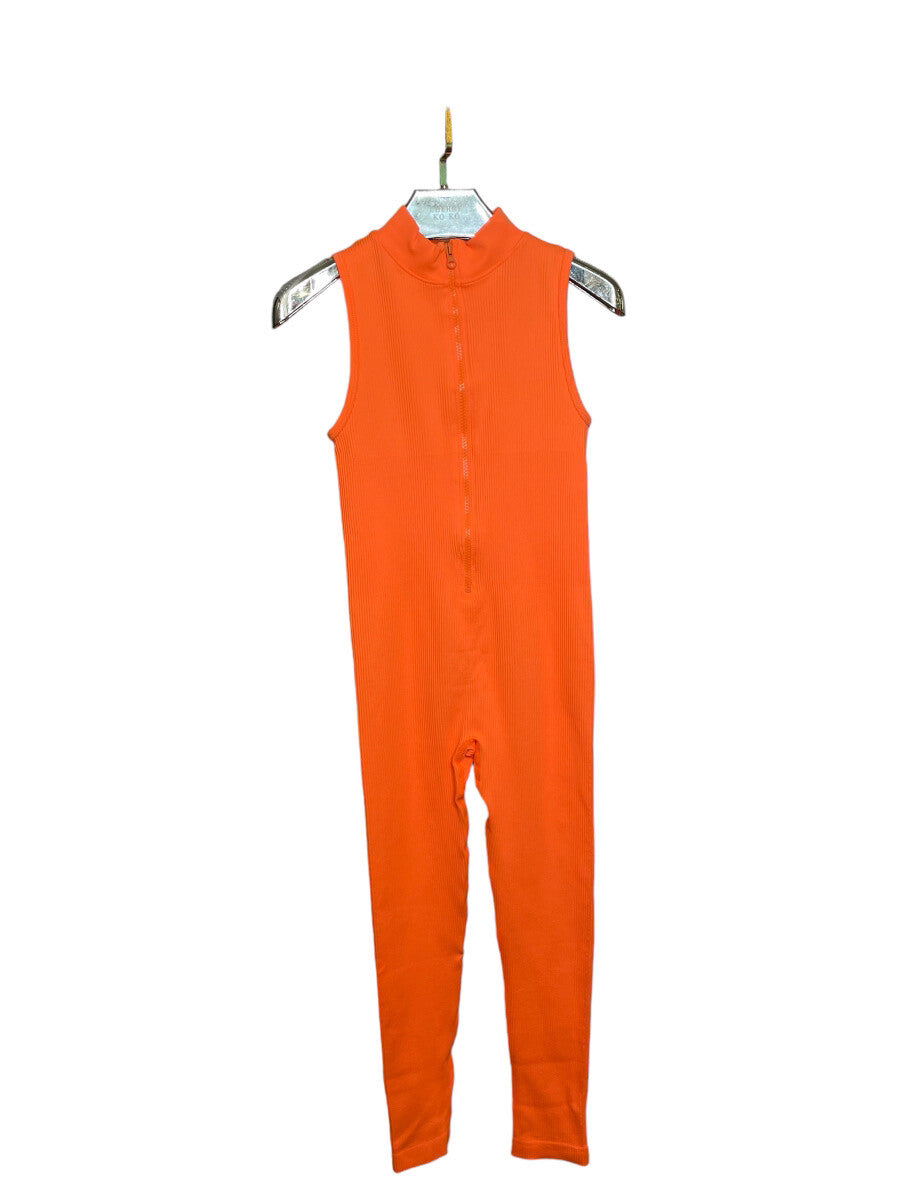 Zip-Up Ribbed Jumpsuit