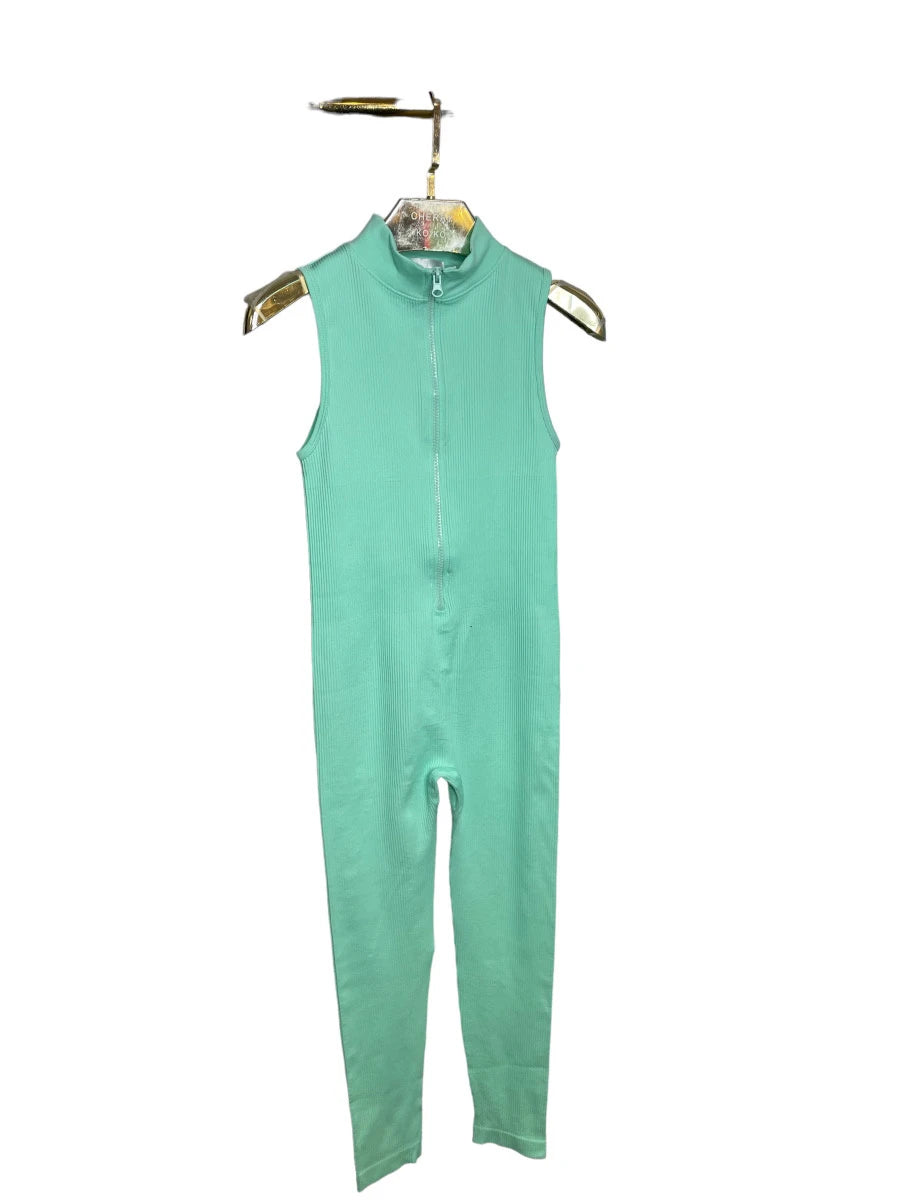 Zip-Up Ribbed Jumpsuit