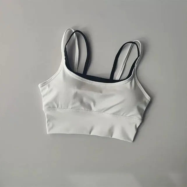 Two-tone bustier crop top with thin straps