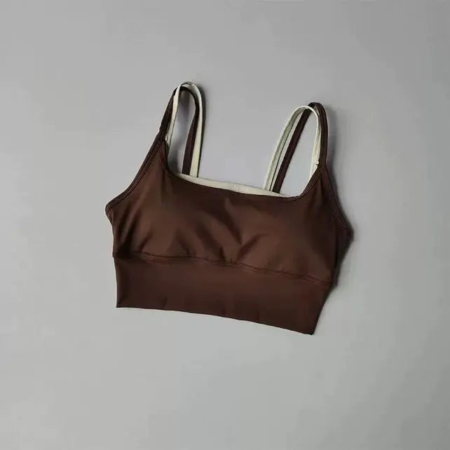 Two-tone bustier crop top with thin straps