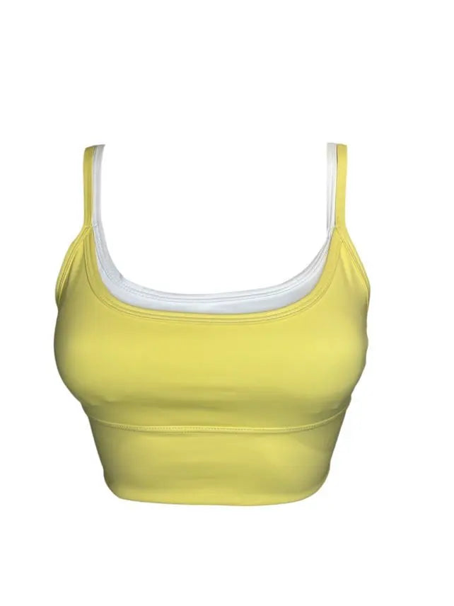 Two-tone bustier crop top with thin straps