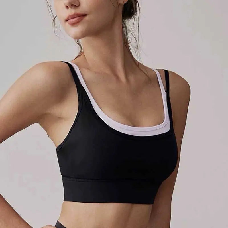 Two-tone bustier crop top with thin straps