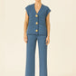 3-gold button short sleeve set