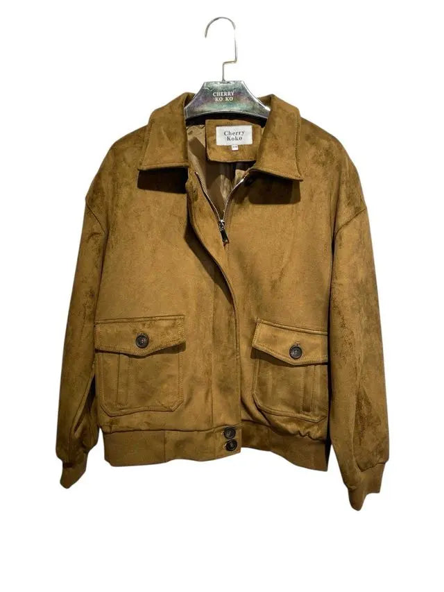 DENVER – Faux suede jacket with patch pockets