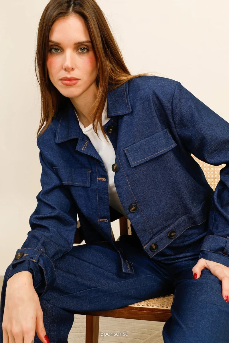 DENVER – Structured effect stretch denim set