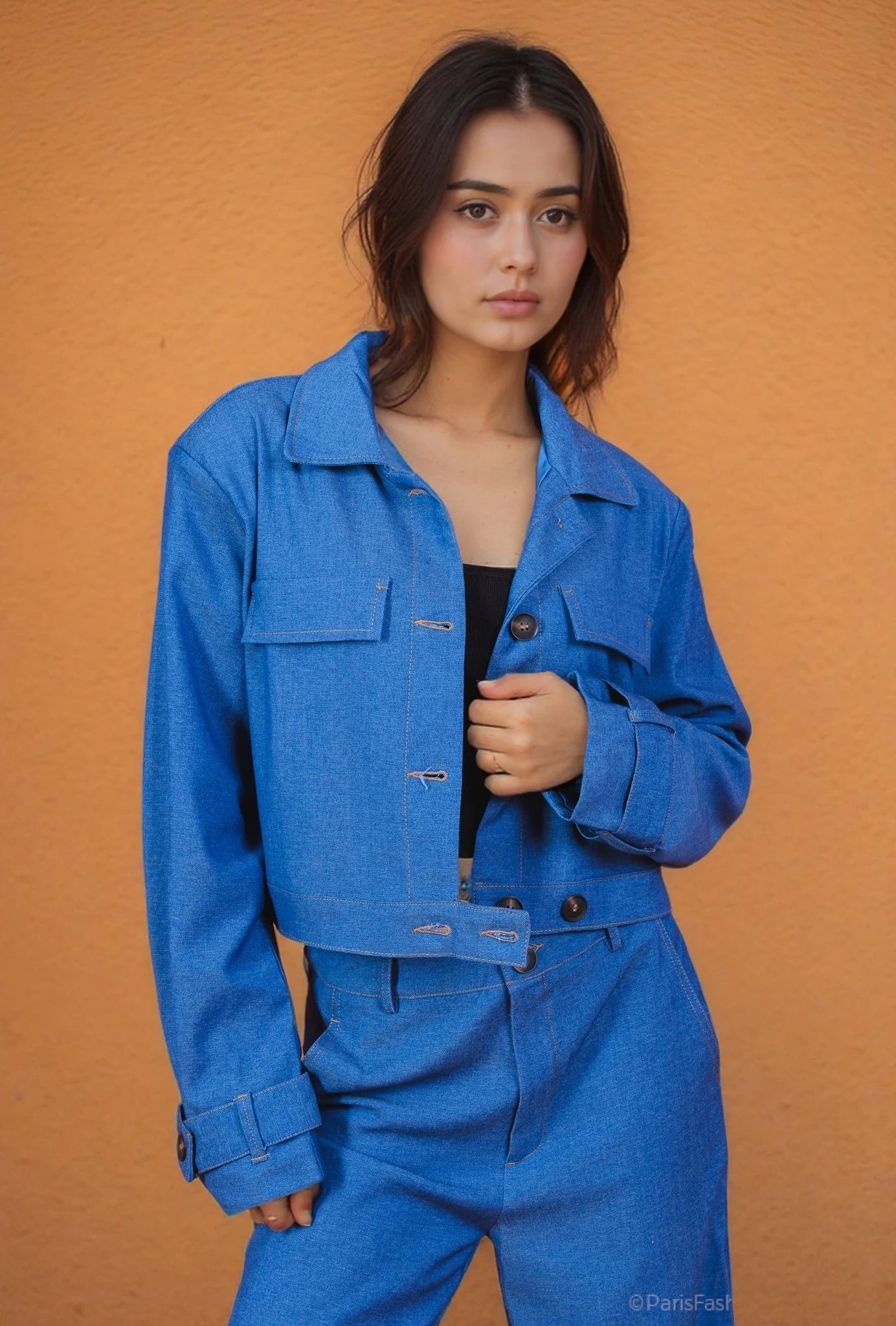 DENVER – Structured effect stretch denim set