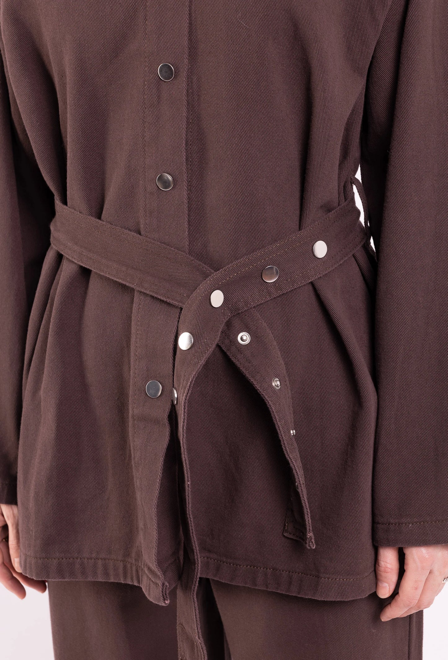 DENVER – Denim set with belted shirt and wide-leg pants