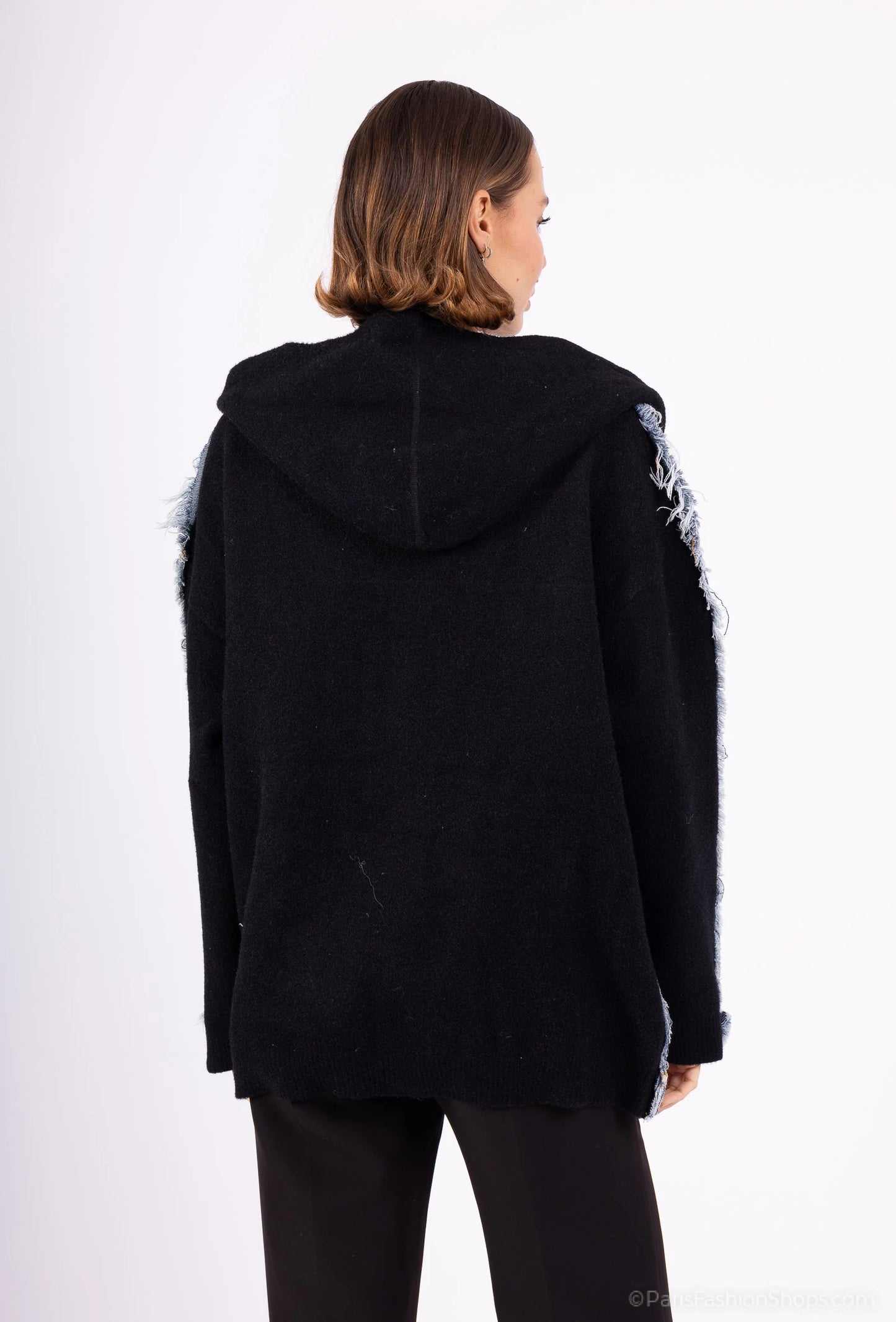 DENVER – Denim jacket with integrated knit hood