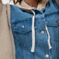DENVER – Oversized denim and knit hoodie jacket