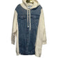 DENVER – Oversized denim and knit hoodie jacket