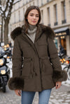 Mid-length down jacket with fur