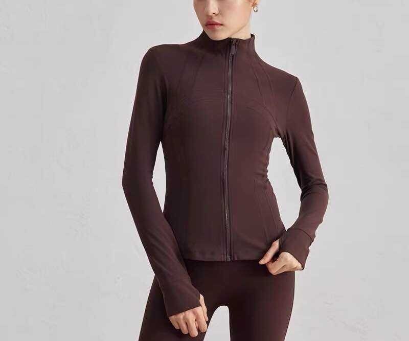 2-piece sports set – Zip-up high neck top + high-waisted leggings – Second-skin fit