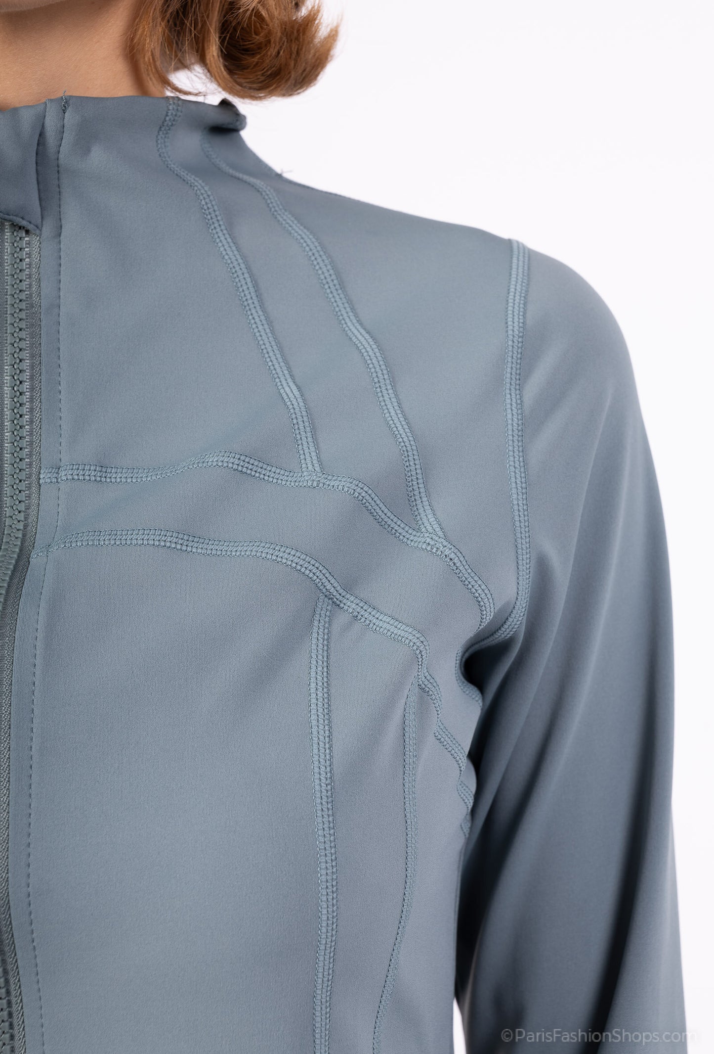 2-piece sports set – Zip-up high neck top + high-waisted leggings – Second-skin fit