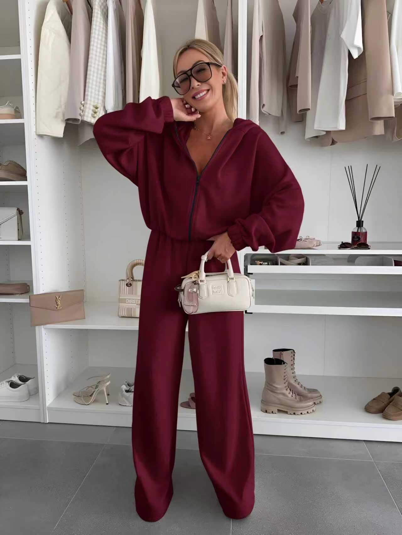 Oversized zipped vest and pants set