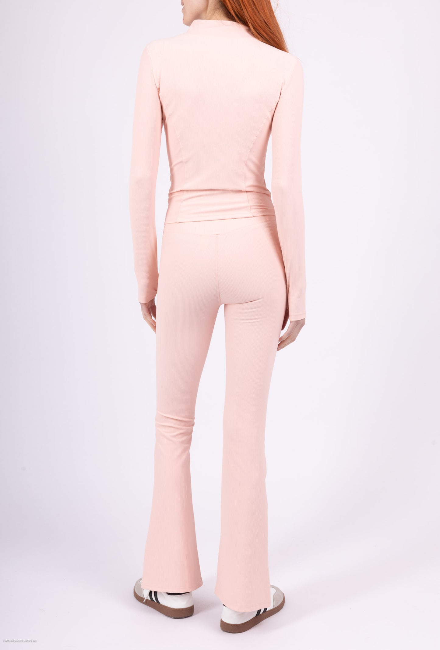 Ribbed zip-up set with flared fit