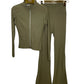 Ribbed zip-up set with flared fit