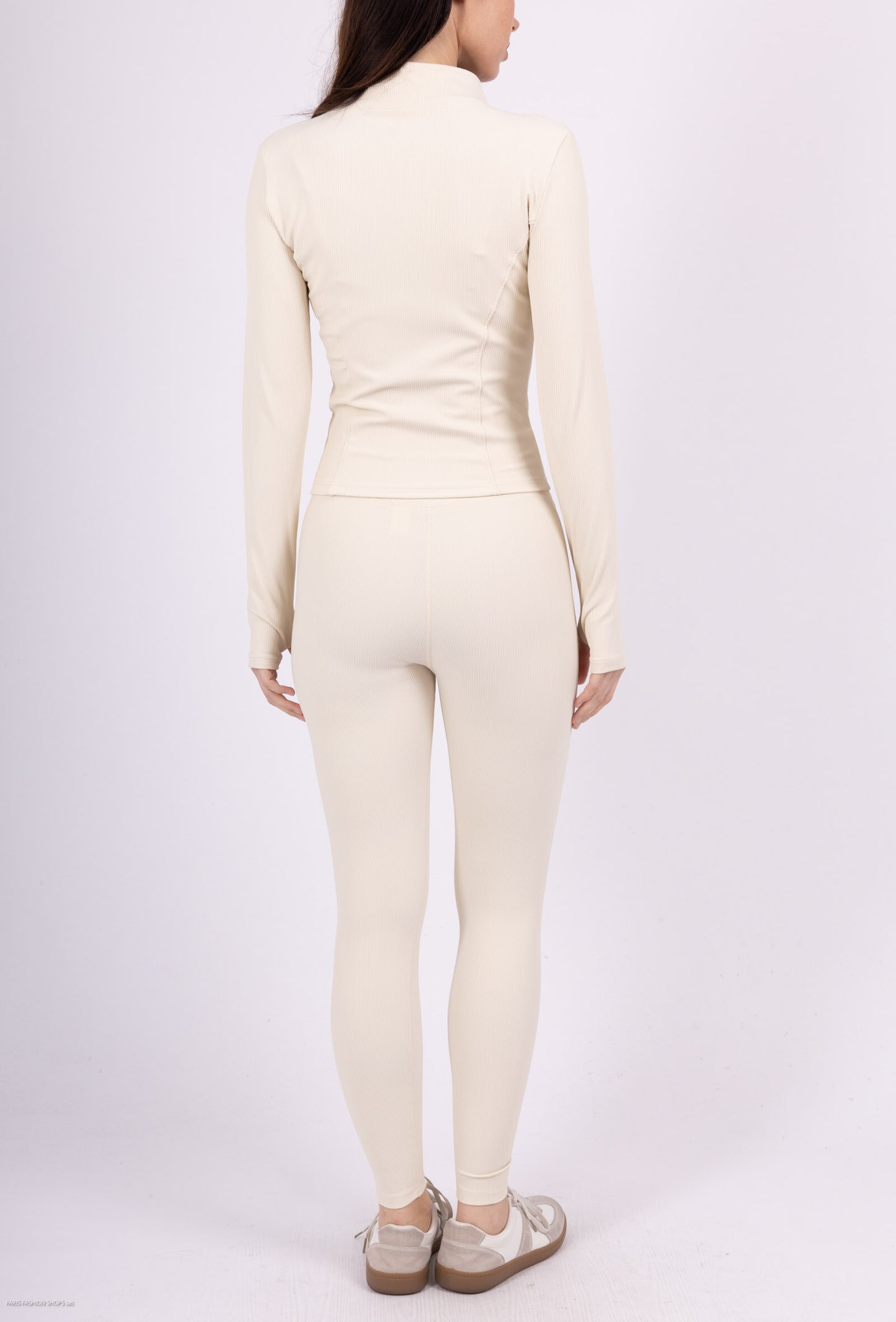 Ribbed sport set with long sleeve zip