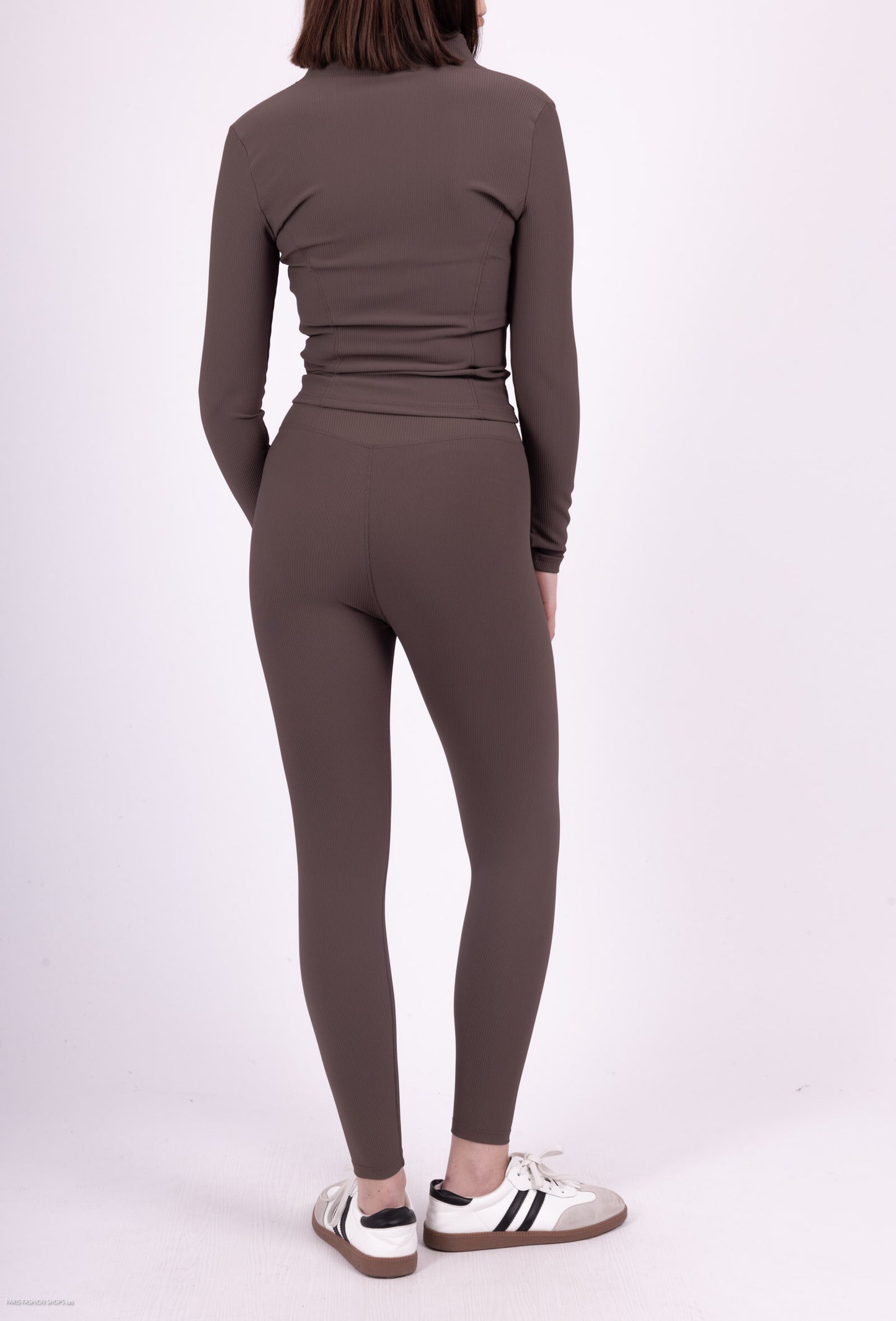 Ribbed sport set with long sleeve zip