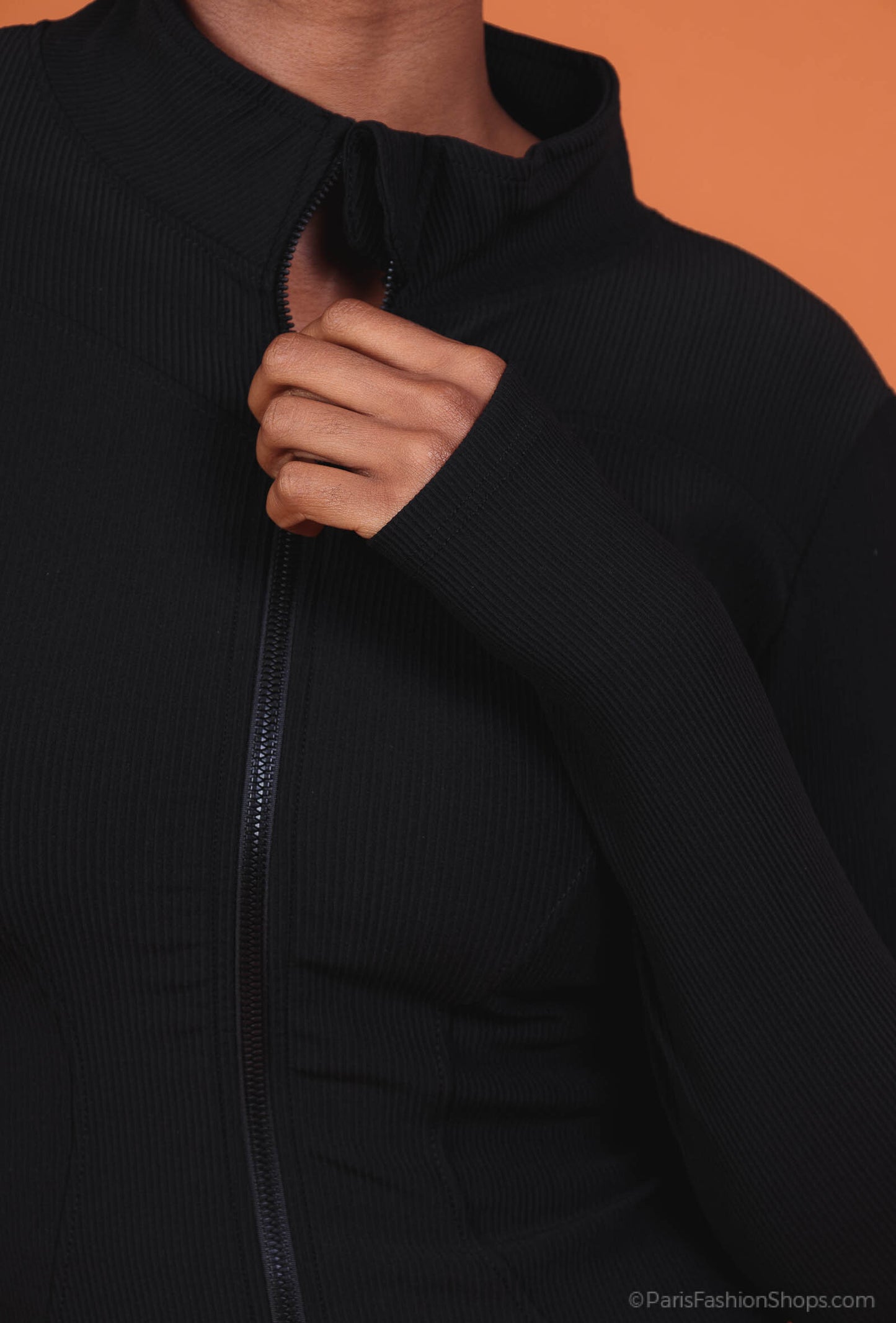 Ribbed sport set with long sleeve zip