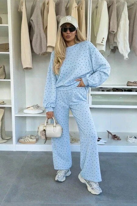 Little hearts print set - oversized sweatshirt and comfort pants