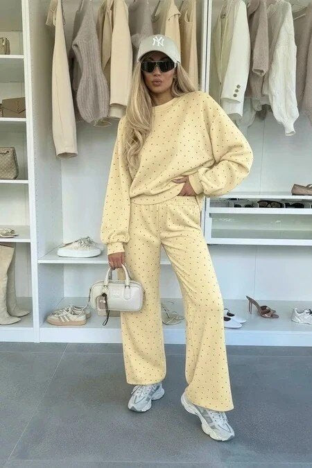 Little hearts print set - oversized sweatshirt and comfort pants