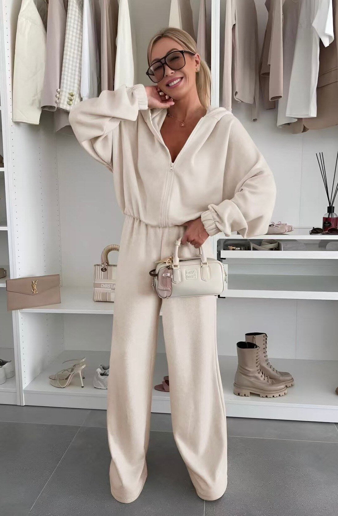 Oversized zipped vest and pants set