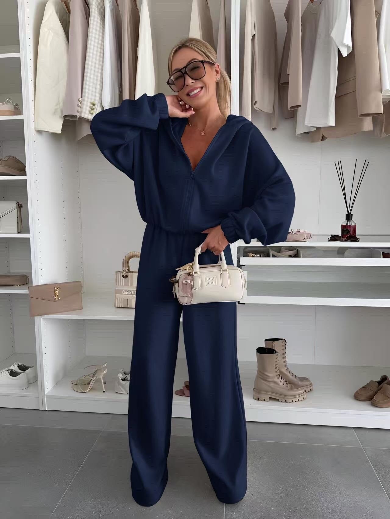 Oversized zipped vest and pants set