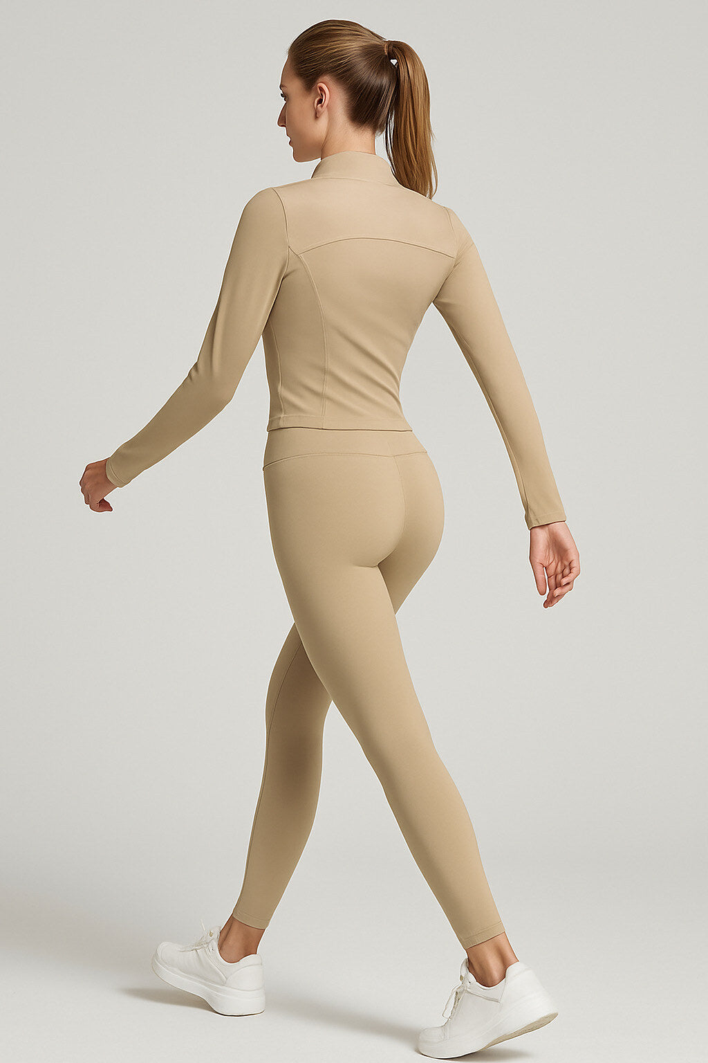 Gym set with zip slim legging pants